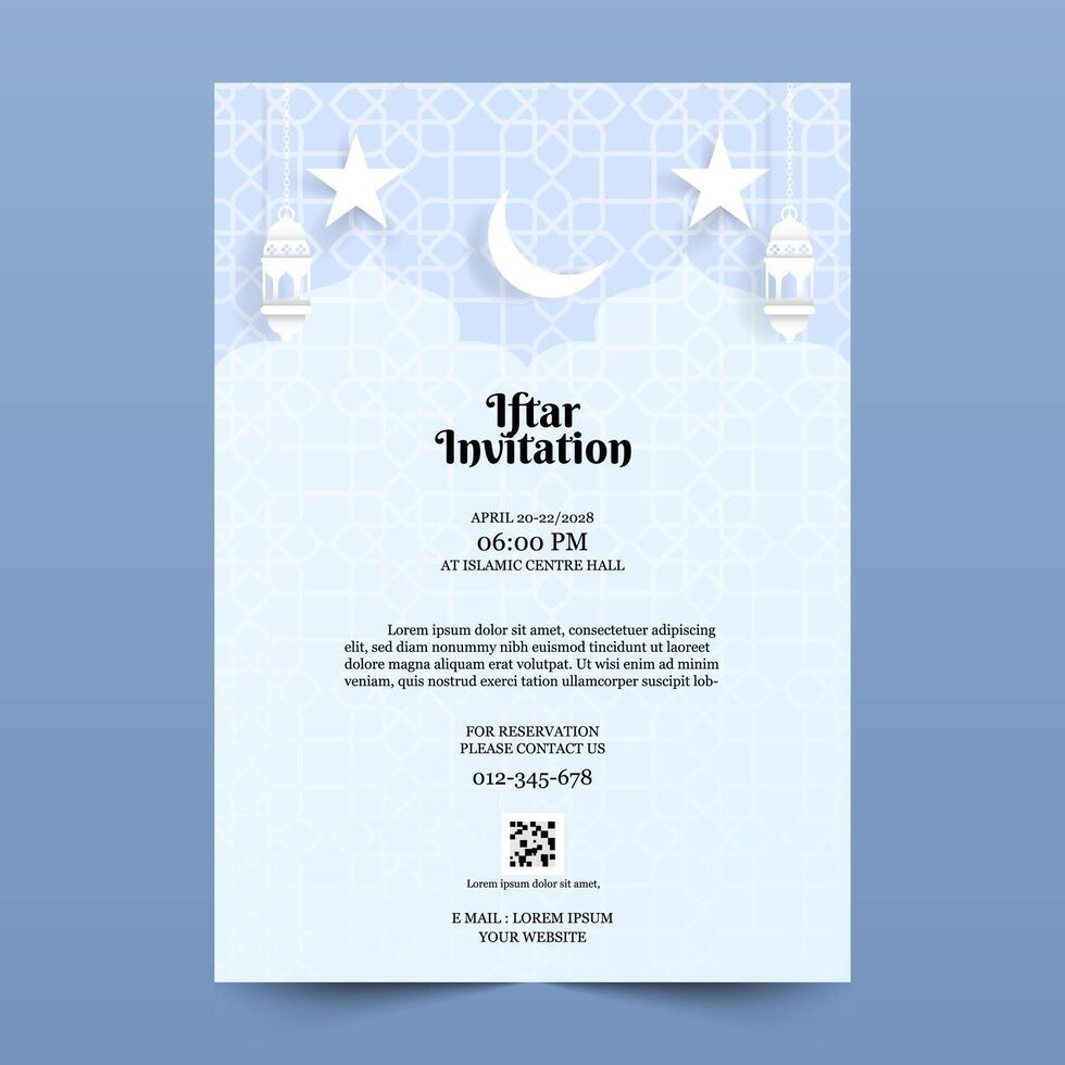 Ramadan iftar invitation template with beautiful pattern design decoration vector