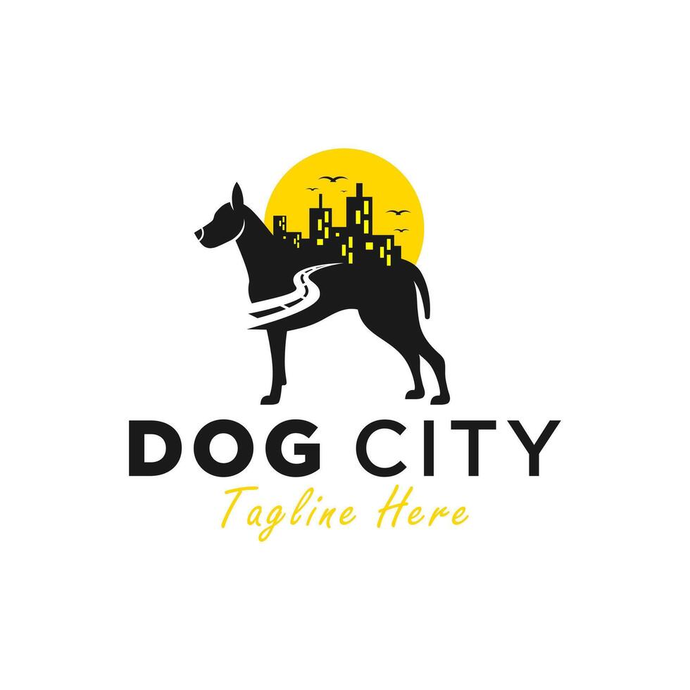 dog city illustration logo vector
