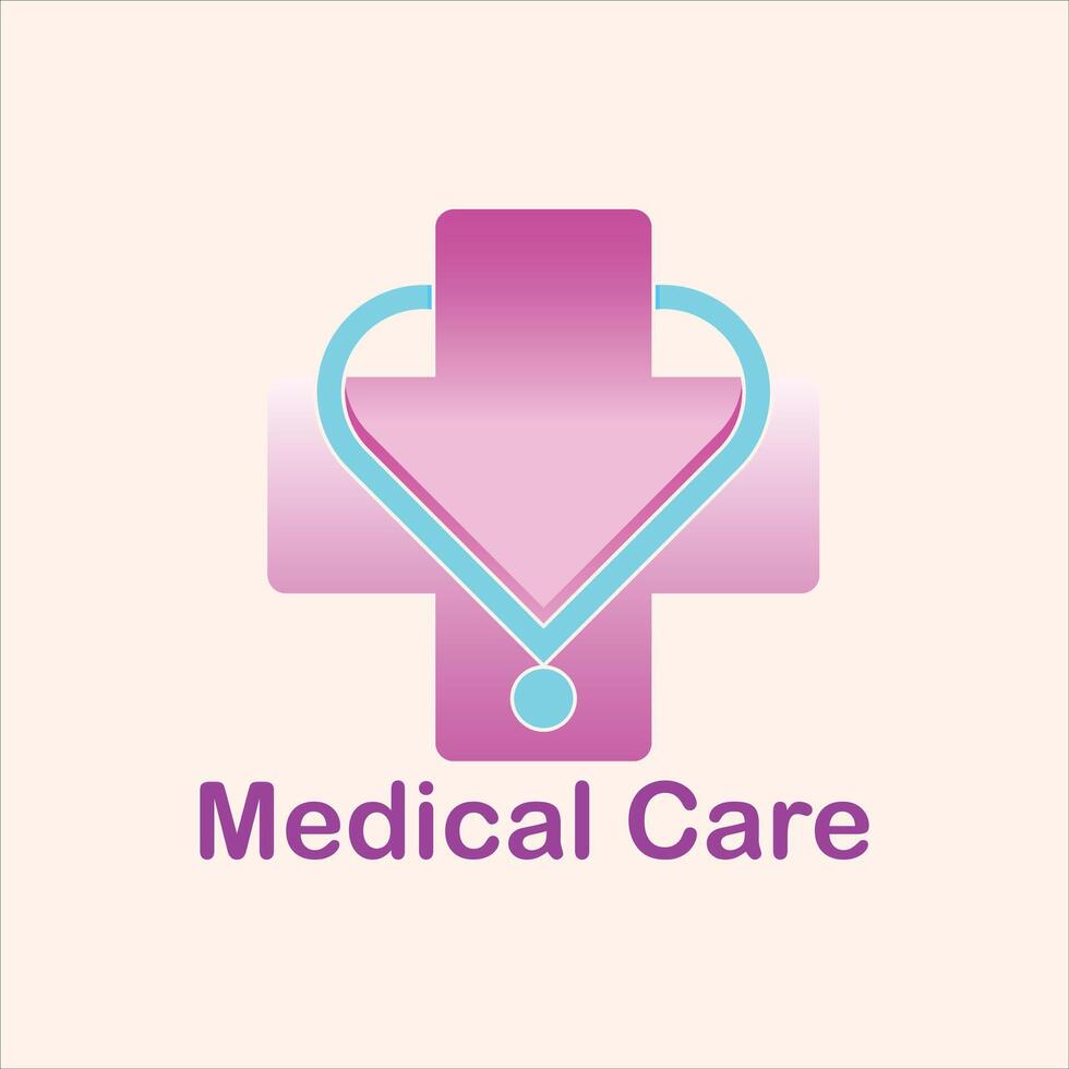 Medical logo in simple shape combined with stethoscope vector