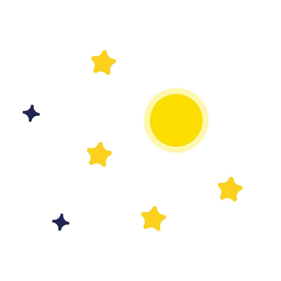 Small blue and yellow stars with sun vector