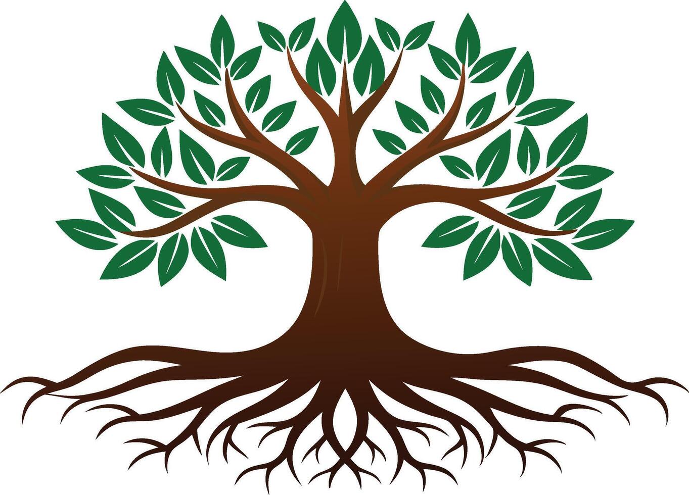 Tree with Roots Art Illustration Natural Design vector