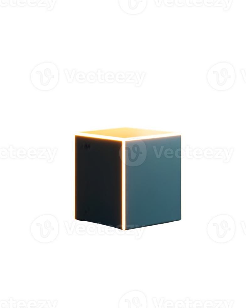 Glowing Gray Cube on Transparent Background png