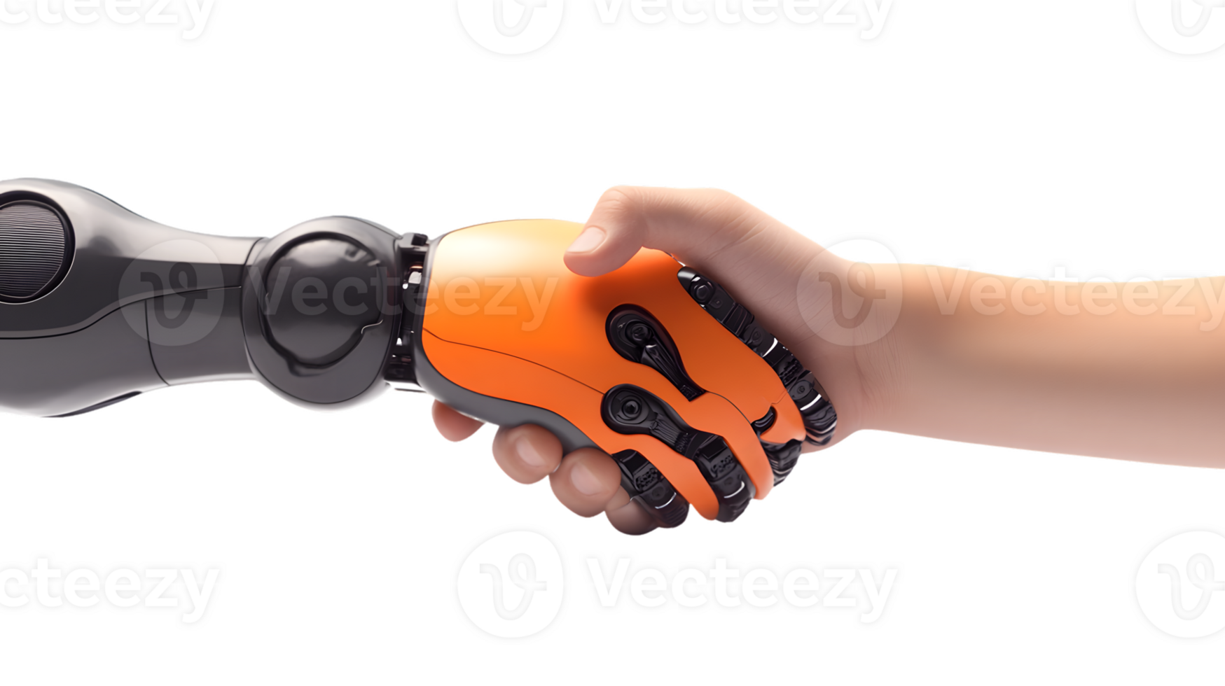 Child's Handshaking a Robotic Hand on Transparent Background png