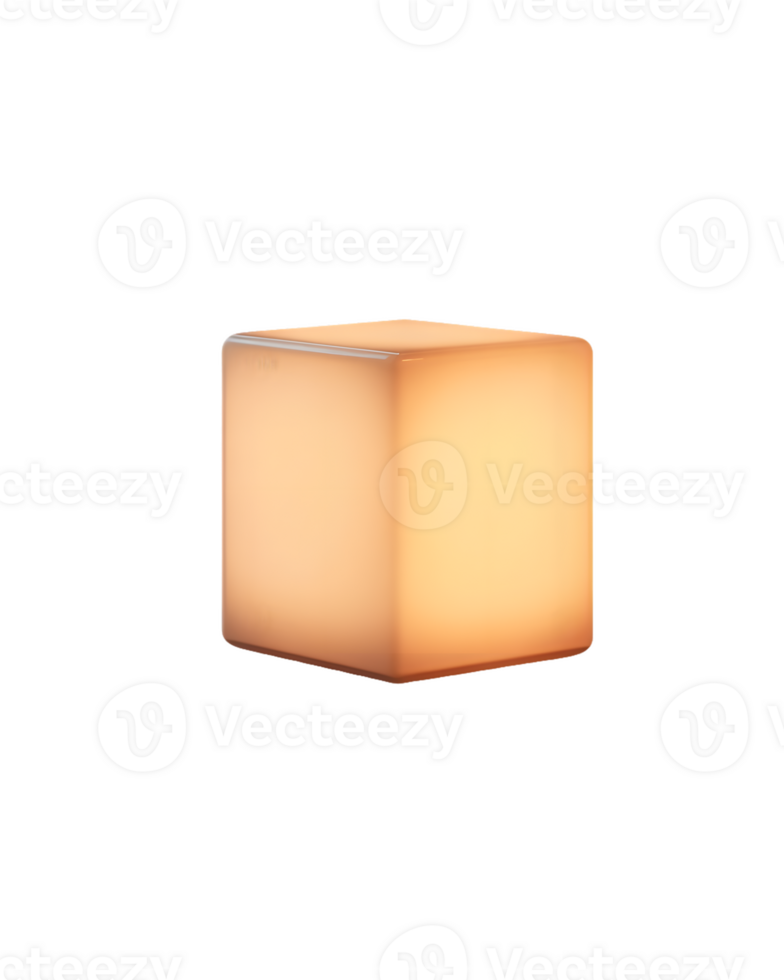 Warm-Toned Illuminated Cube on Transparent Background png