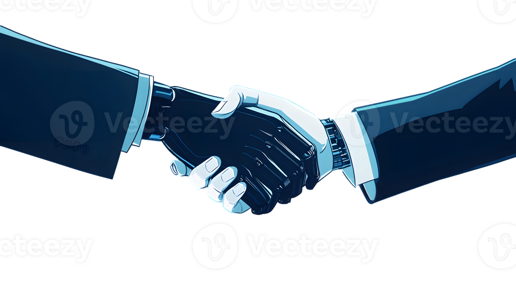 Blue and White Handshake Illustration on Transparent Background png