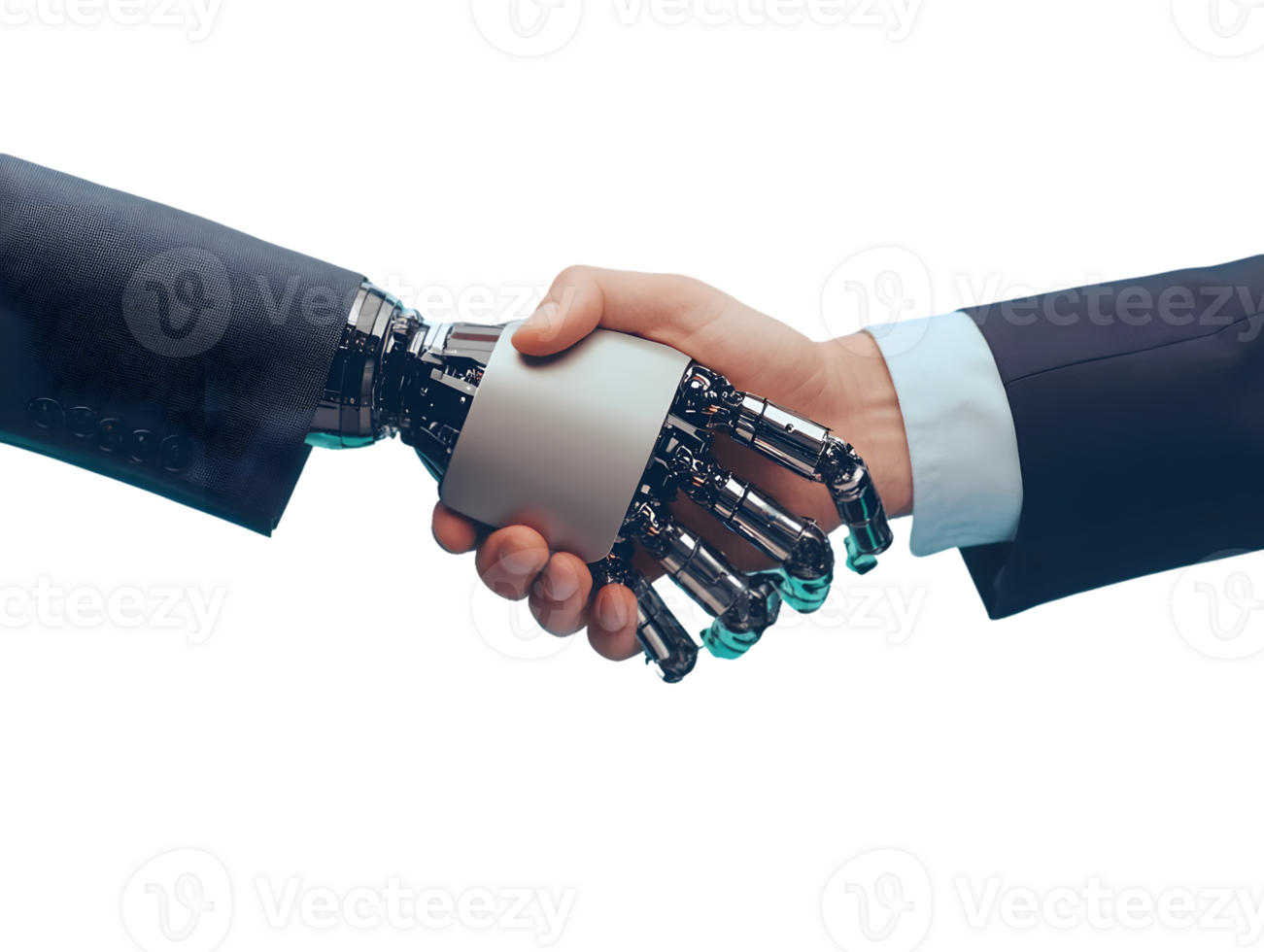 A Futuristic Collaboration Human and Robotic Handshake png