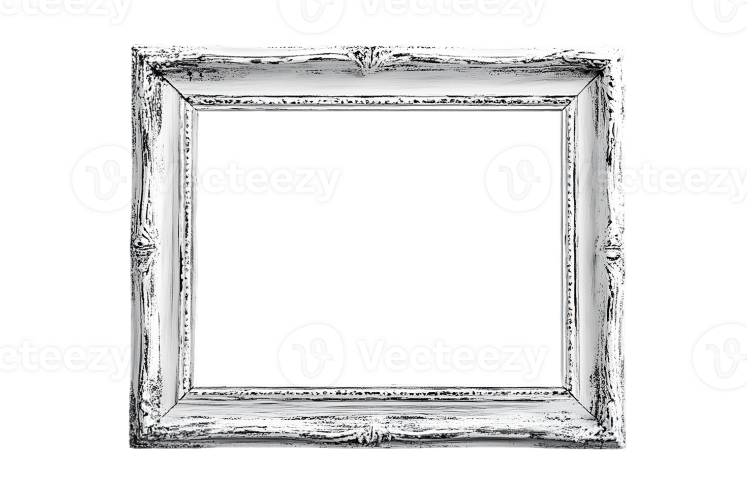 White Ornate Picture Frame with Transparent Background png