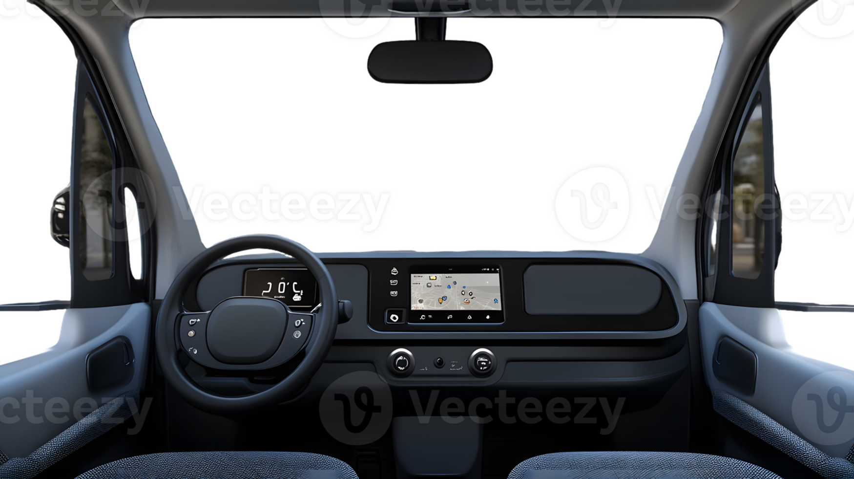 Van Dashboard Interior Steering Wheel, Touchscreen Display, and Seats png