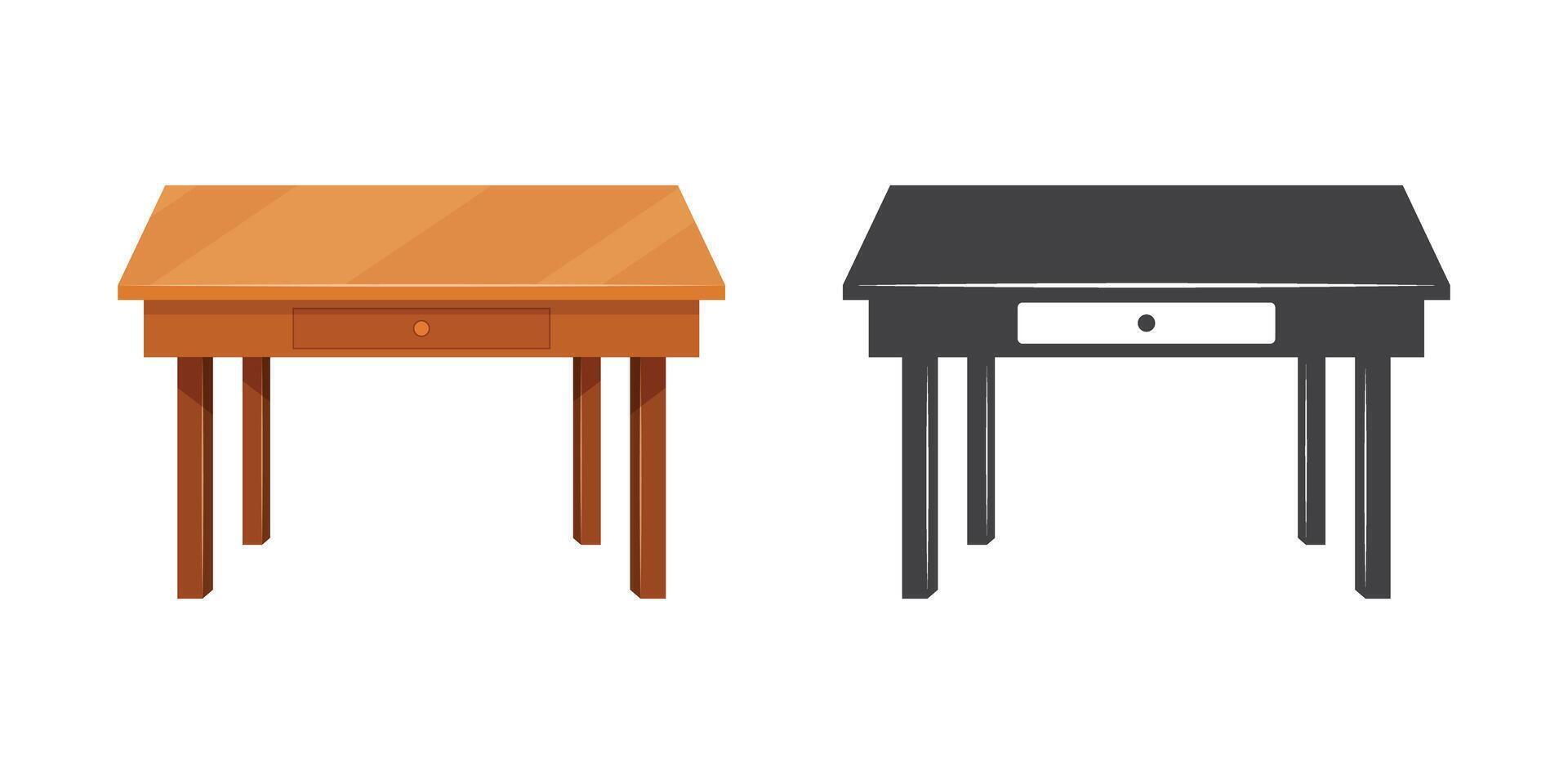 Two wooden desks with drawers on top vector