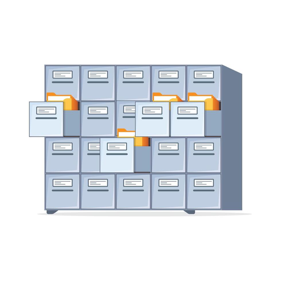 File cabinet with files and folders illustration vector