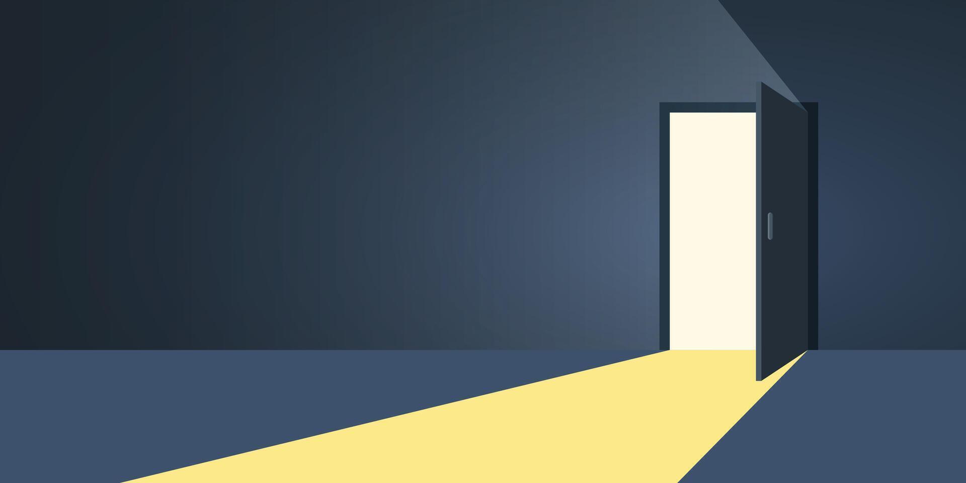 An open door leading to a bright light vector
