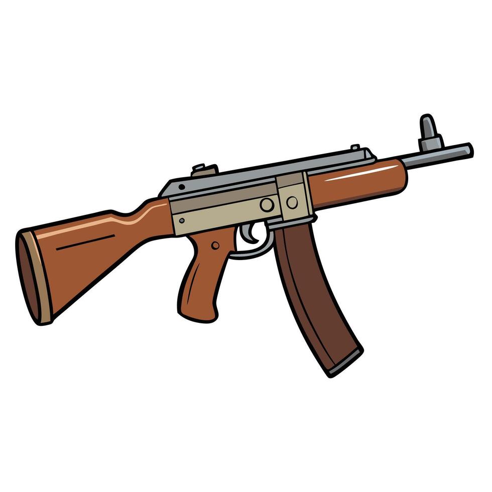 An ak47 machine gun on a white background vector