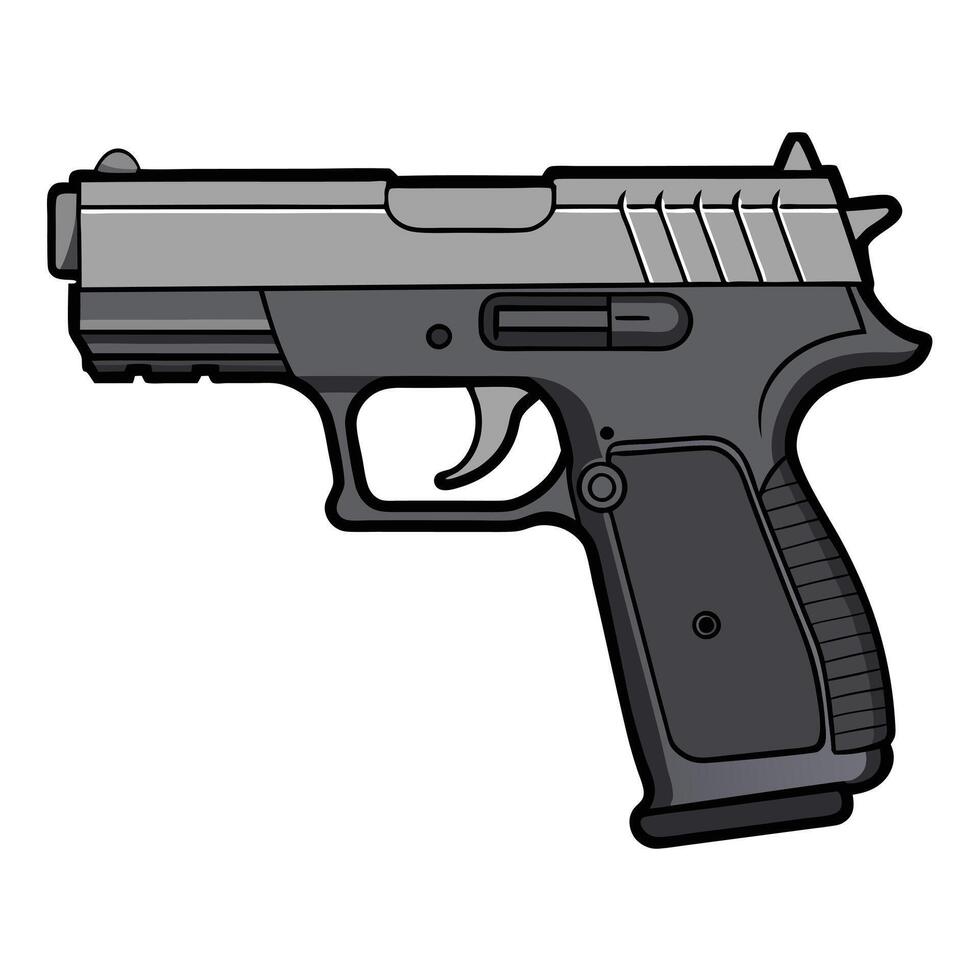 A gun on a white background with a black handle vector