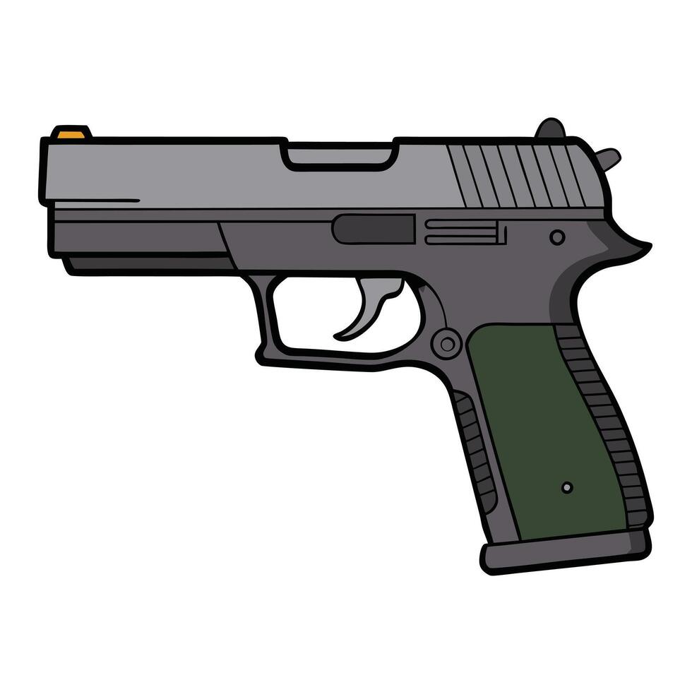 A gun with a green grip on a white background vector
