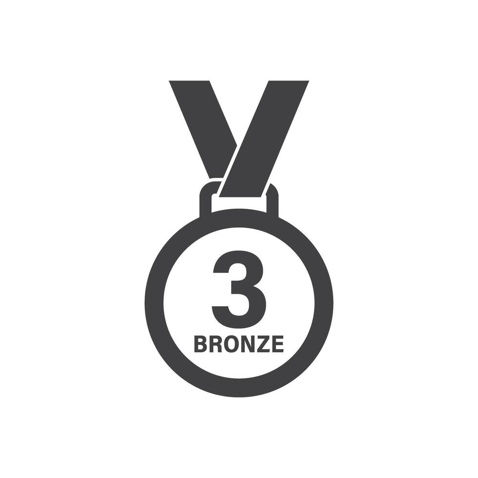 A bronze medal with the number three on it vector