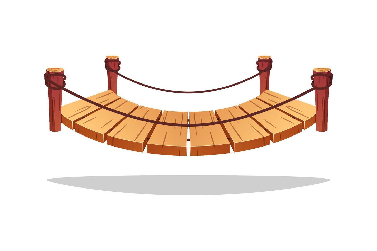 Simple wooden bridge isolated on white background vector