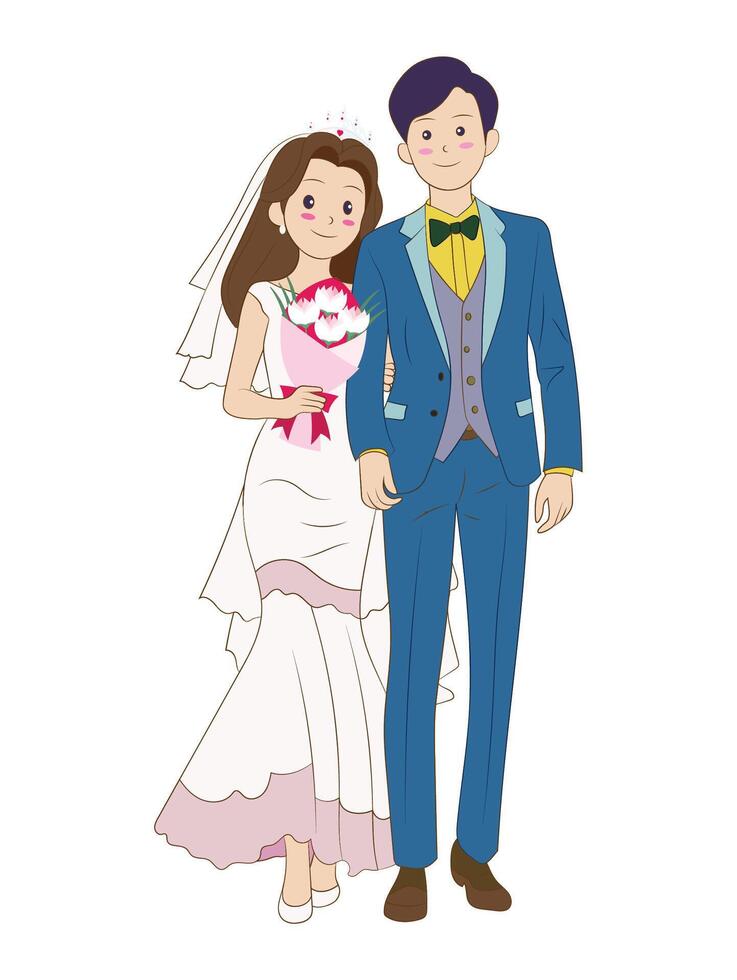 Bride and Groom Cartoon chibi vector