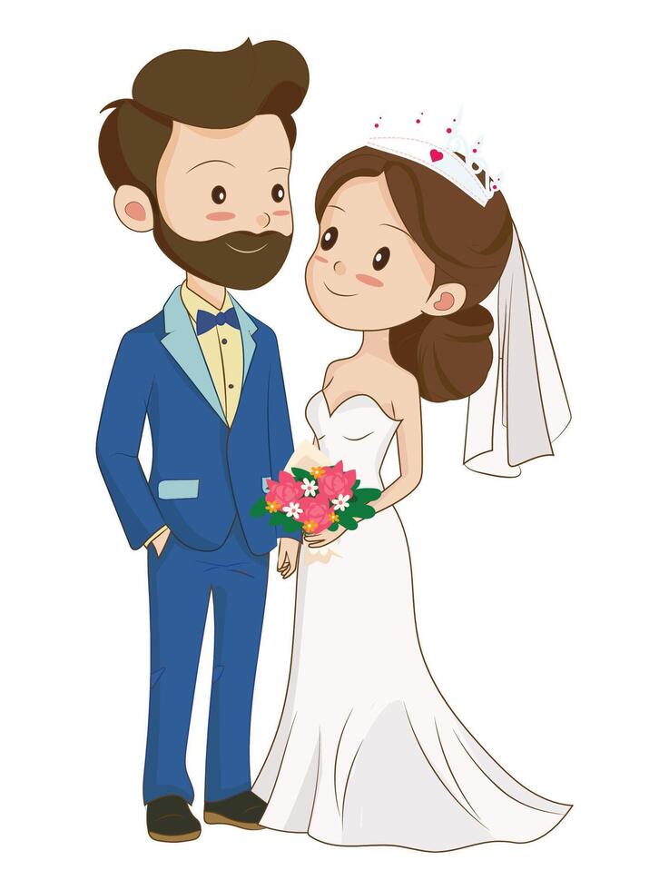 Wedding Couple in Cartoon Style vector