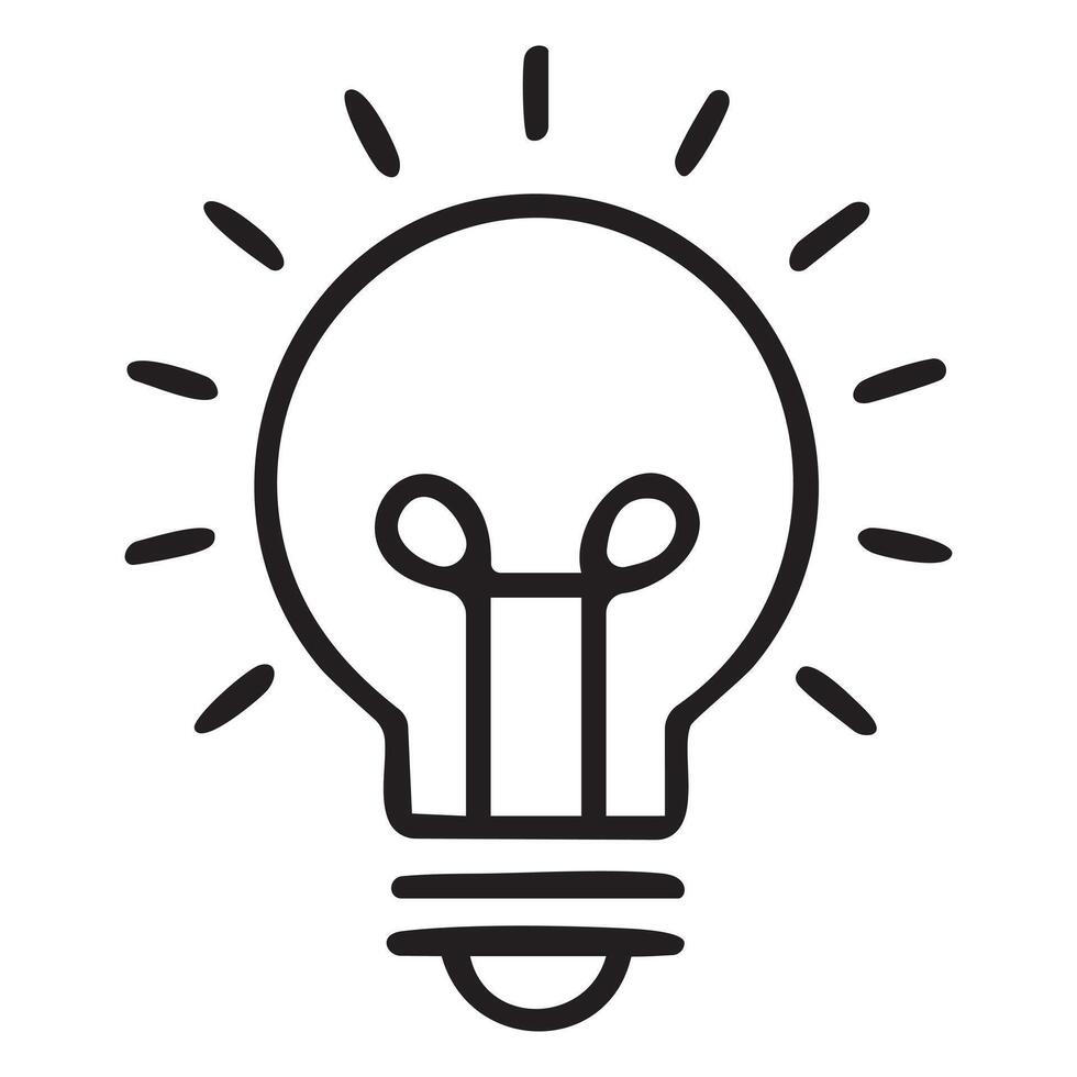 Minimalist Light Bulb Icon Simple Line Drawing Black and White Creativity Symbol Innovation Illustration Bright Idea Representation Art vector