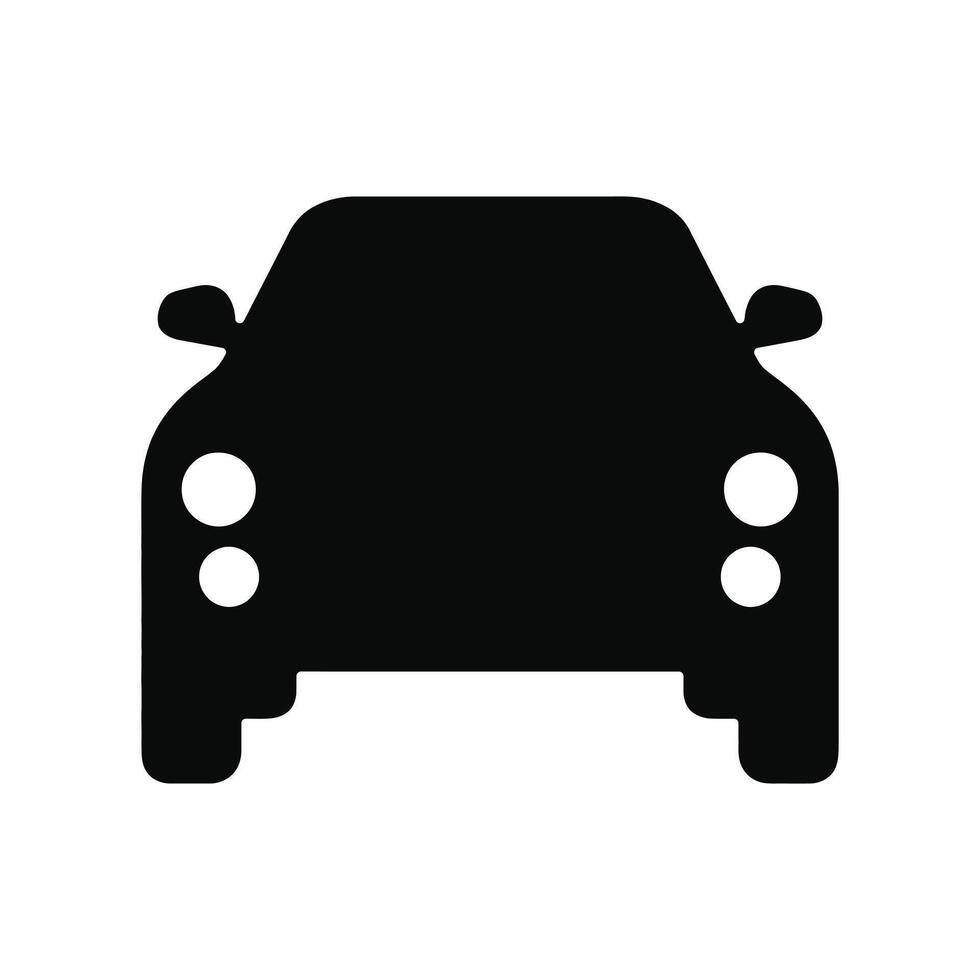 Car Icon Front View Black Silhouette with Simplified Minimal Design Clean Lines Automotive Logo Illustration Symmetrical Bold Shape vector
