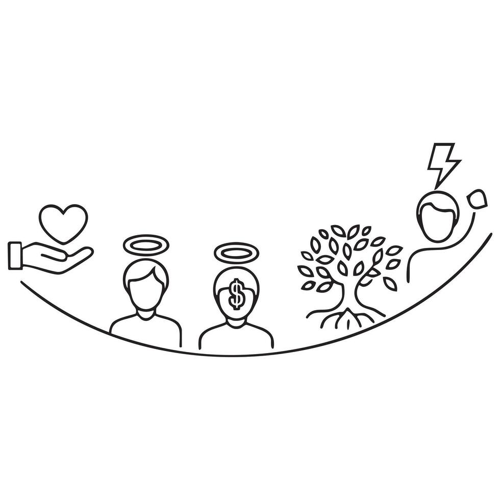 Minimalist Line Icons Charity, Angel Investors, Finance, Growth, Innovation Business and Philanthropy Symbols Stock Illustration Mockup. vector