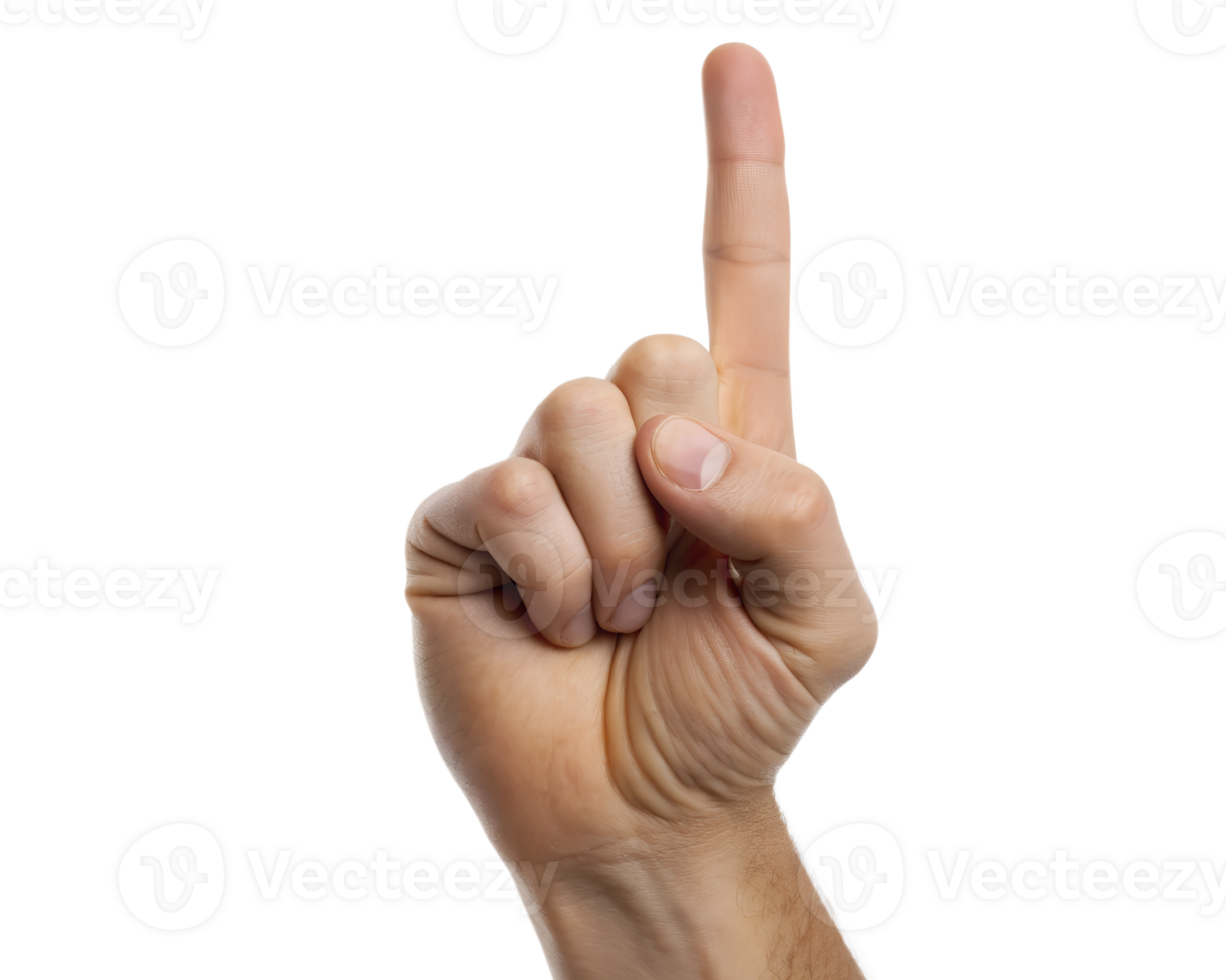 Clear hand pointing up with finger, gesture icon png