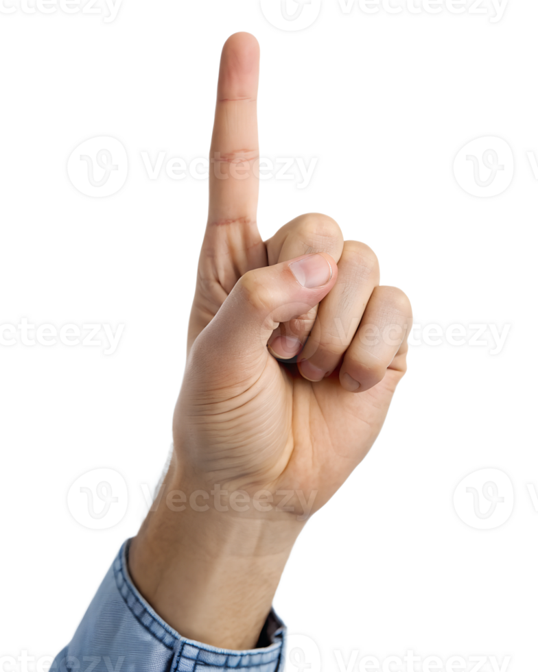 Hand pointing up with finger, clear gesture design png