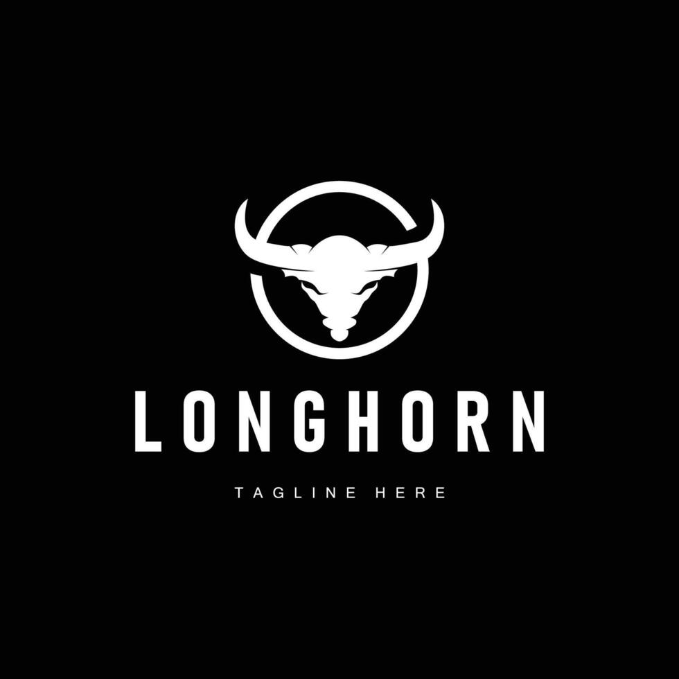 long horn logo design symbol of valor horn with black silhouette icon template vector