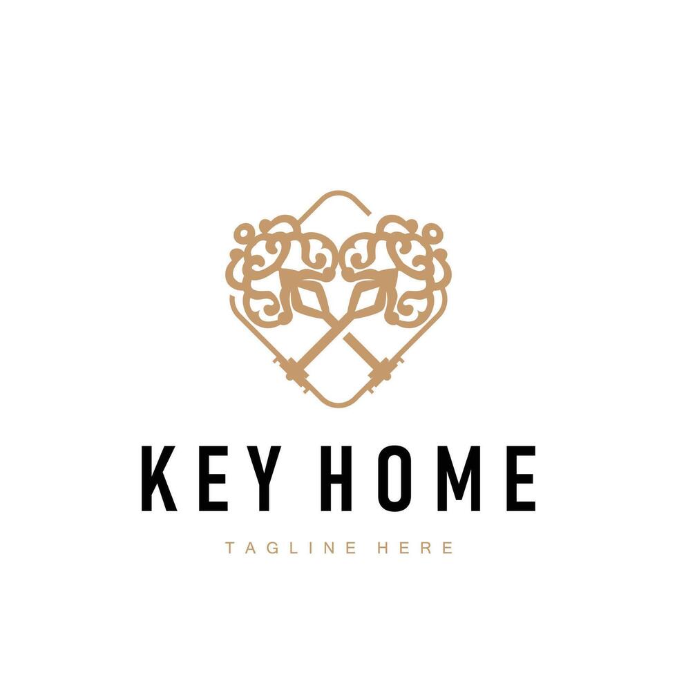 home security design with key logo concept with retro vintage model simple illustration of symbol template vector