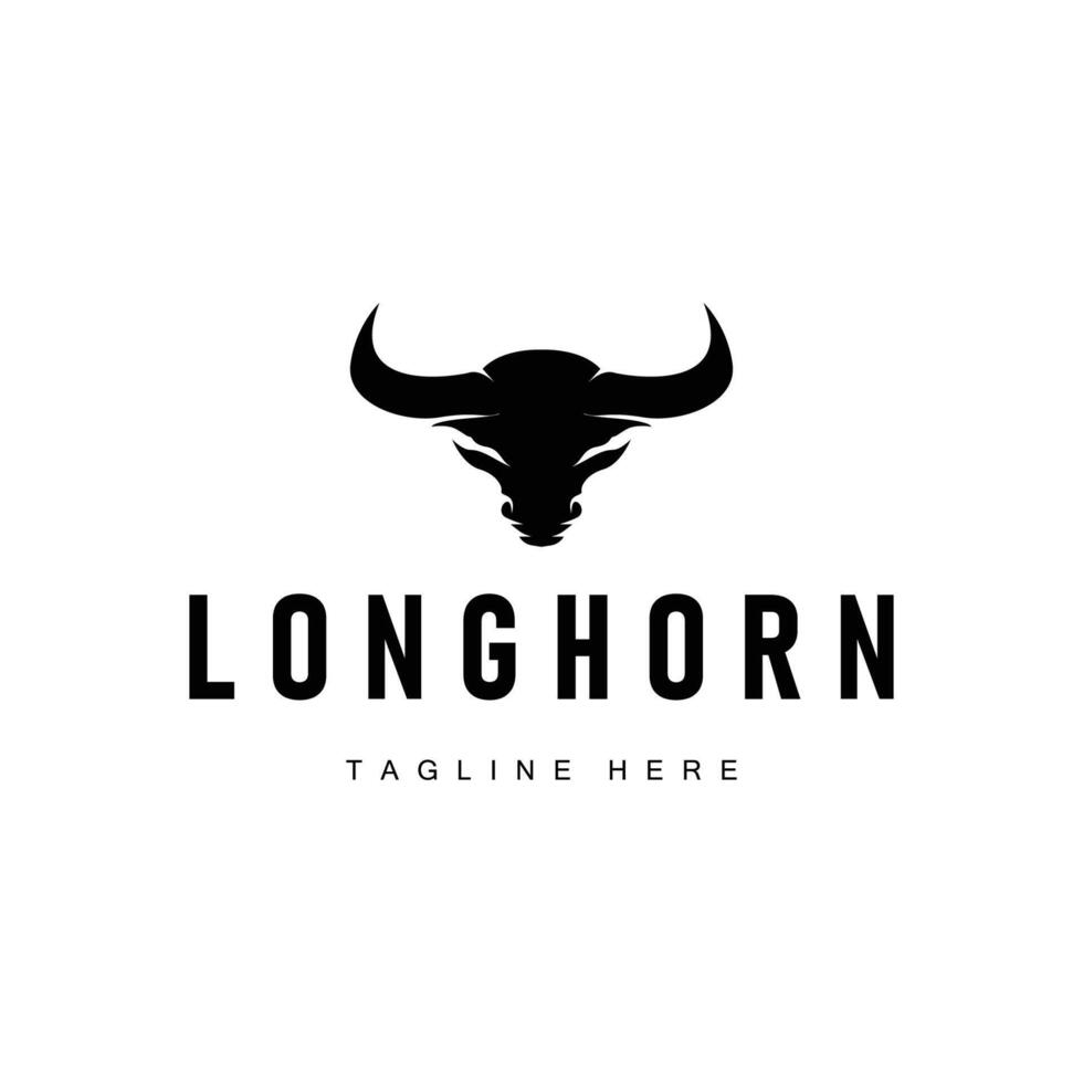 long horn logo design symbol of valor horn with silhouette icon template vector