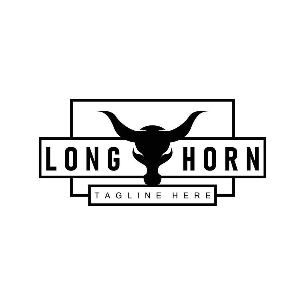 longhorn logo design of valor horn black silhouette icon template vector