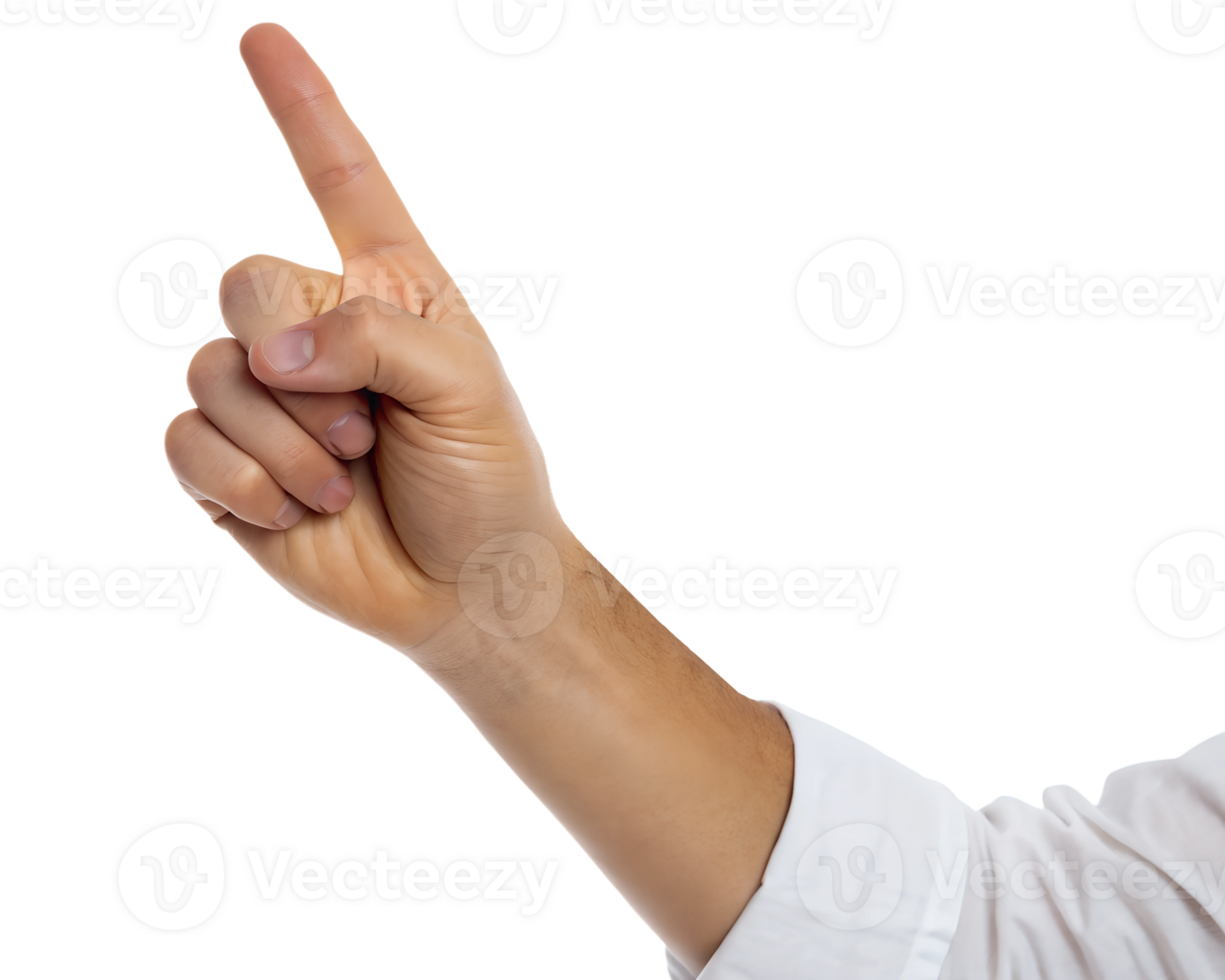 Hand Pointing Up with Finger, Directional Gesture, on transparent background png