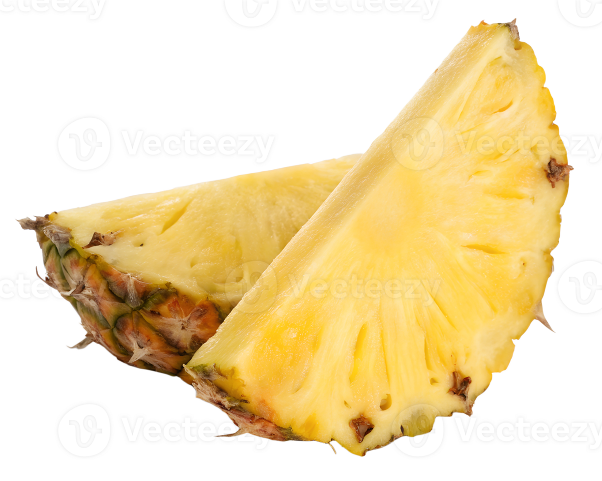 Fresh slice of pineapple on transparent background, juicy and vibrant png
