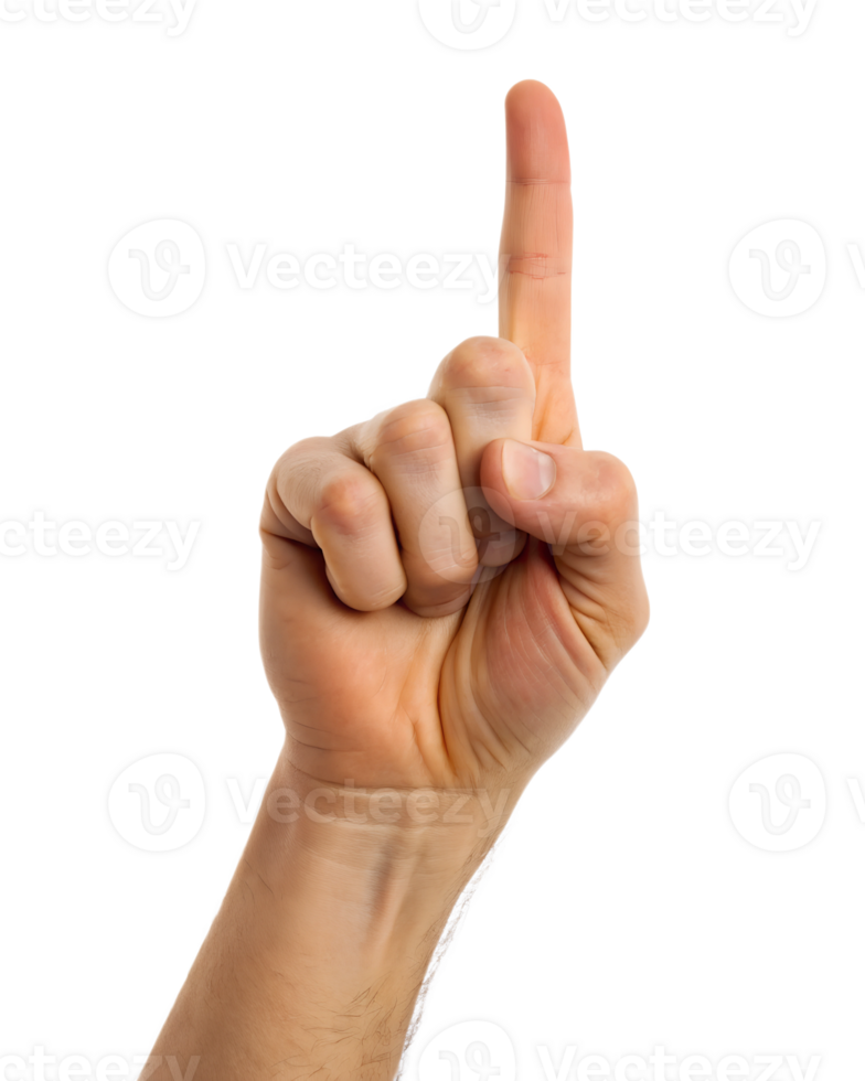 Hand with Finger Pointing Up, Gesture for Attention, on transparent background png