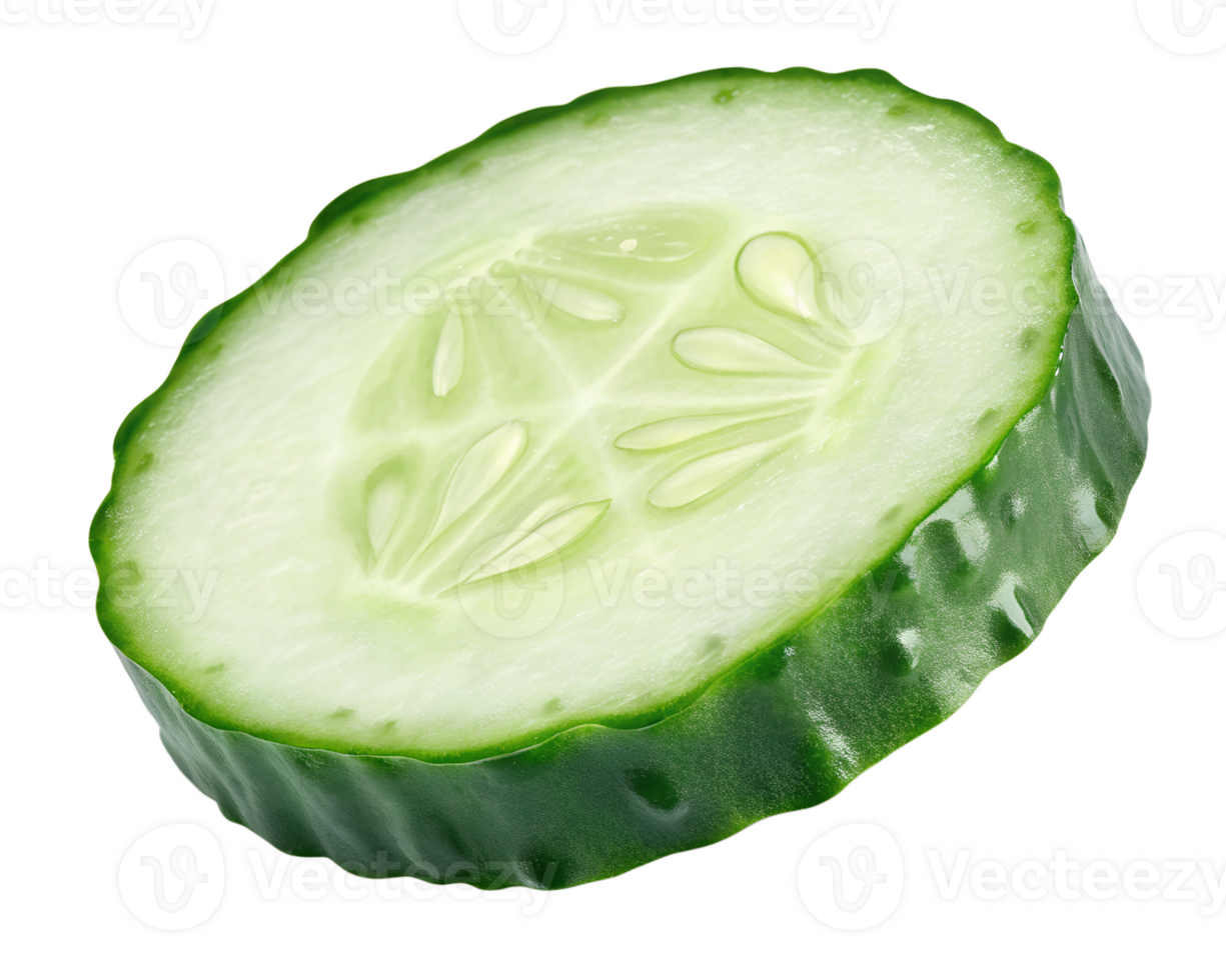 Fresh green cucumber slice on transparent background, healthy food png