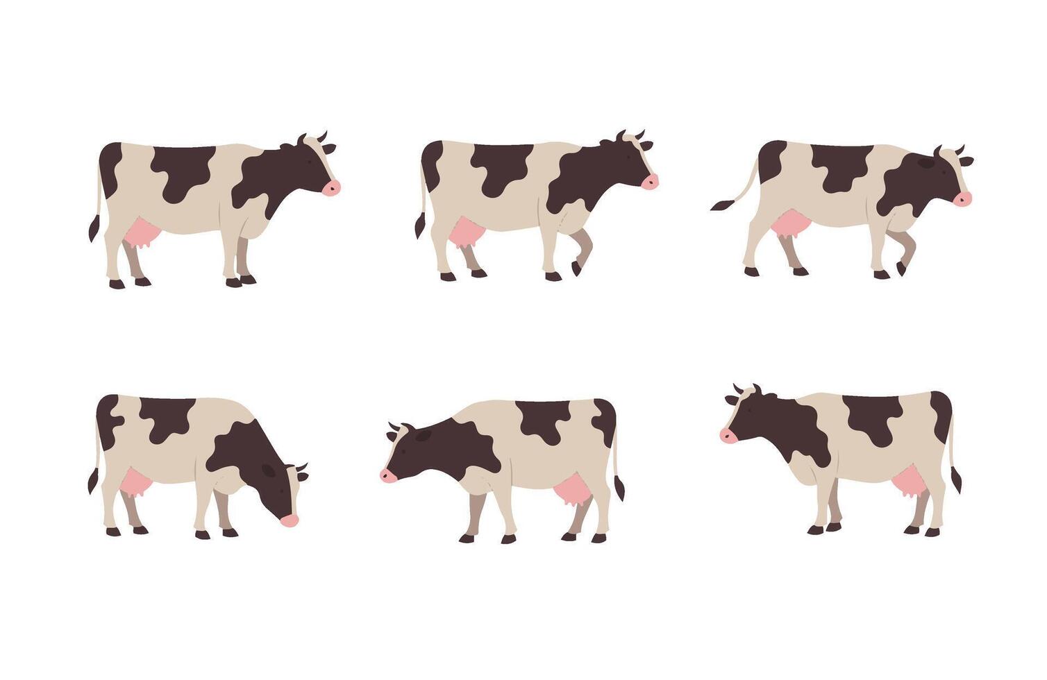 Farm milk cows pack featuring cows standing in formation vector