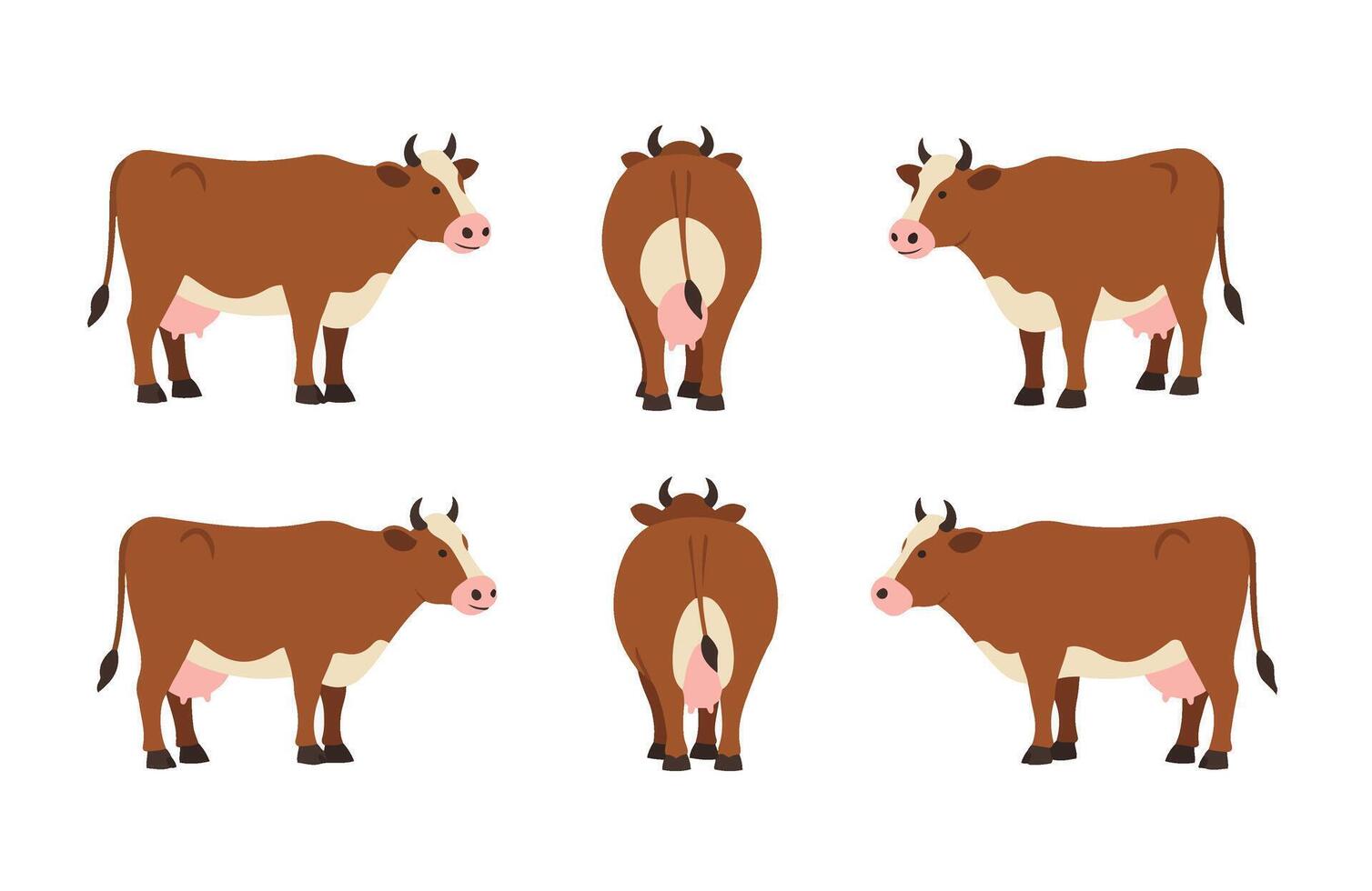 Cartoon farm cow compilation with charming cute livestock vector