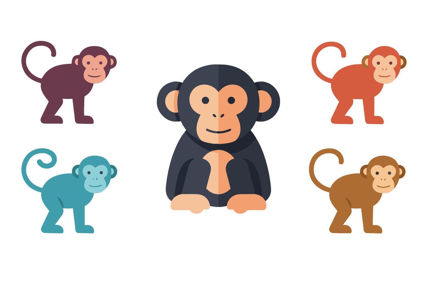 Cartoon Baby Monkey Cute Monkey Collection Clipart vector