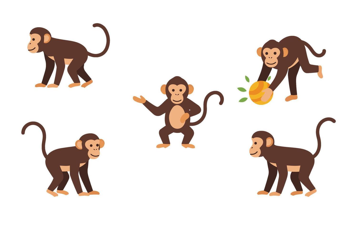 Baby Monkey Cartoon Cute Monkey Playful Collection vector
