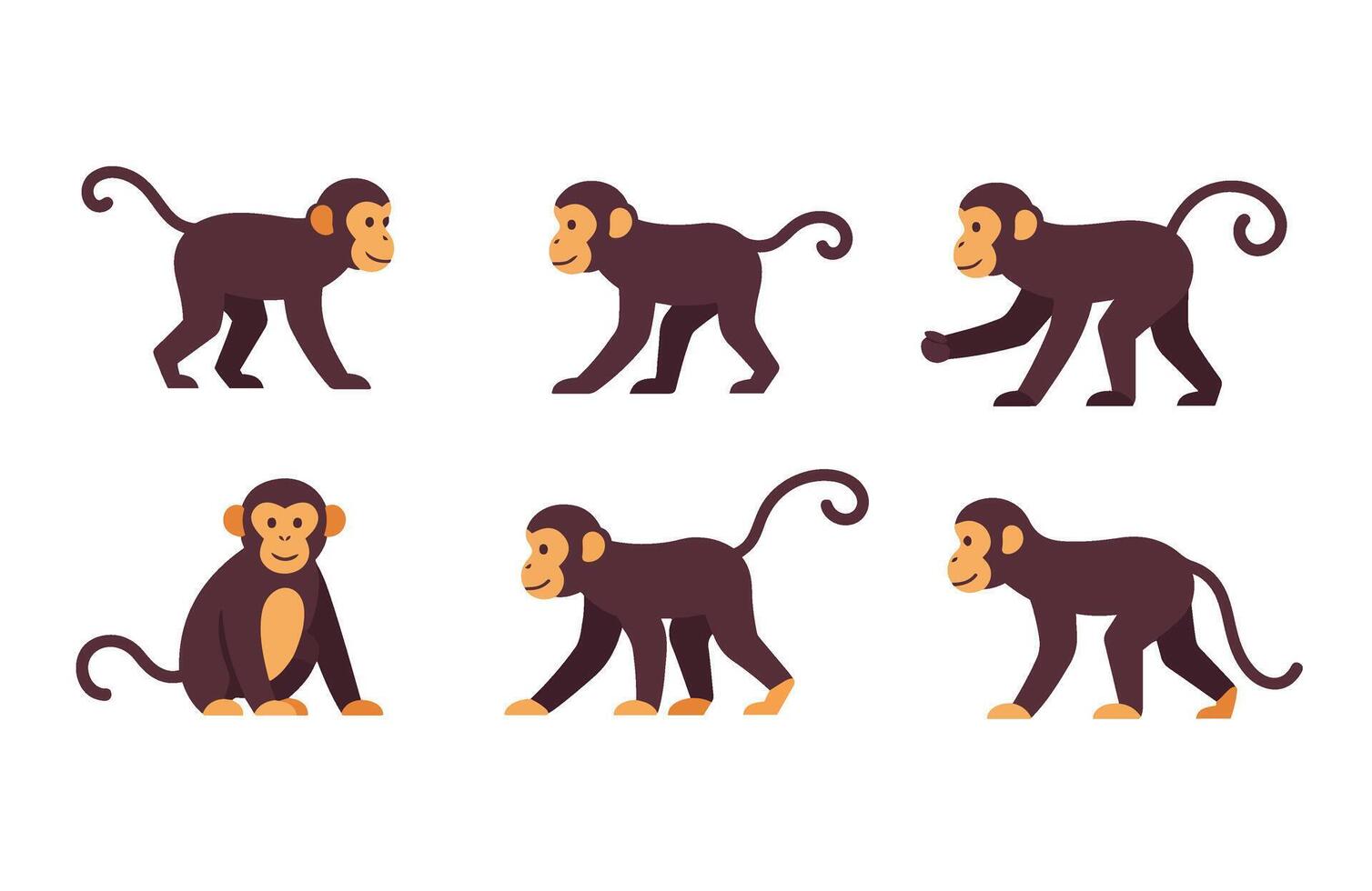 Happy Baby Monkey Cartoon Collection Cute Monkey Set vector