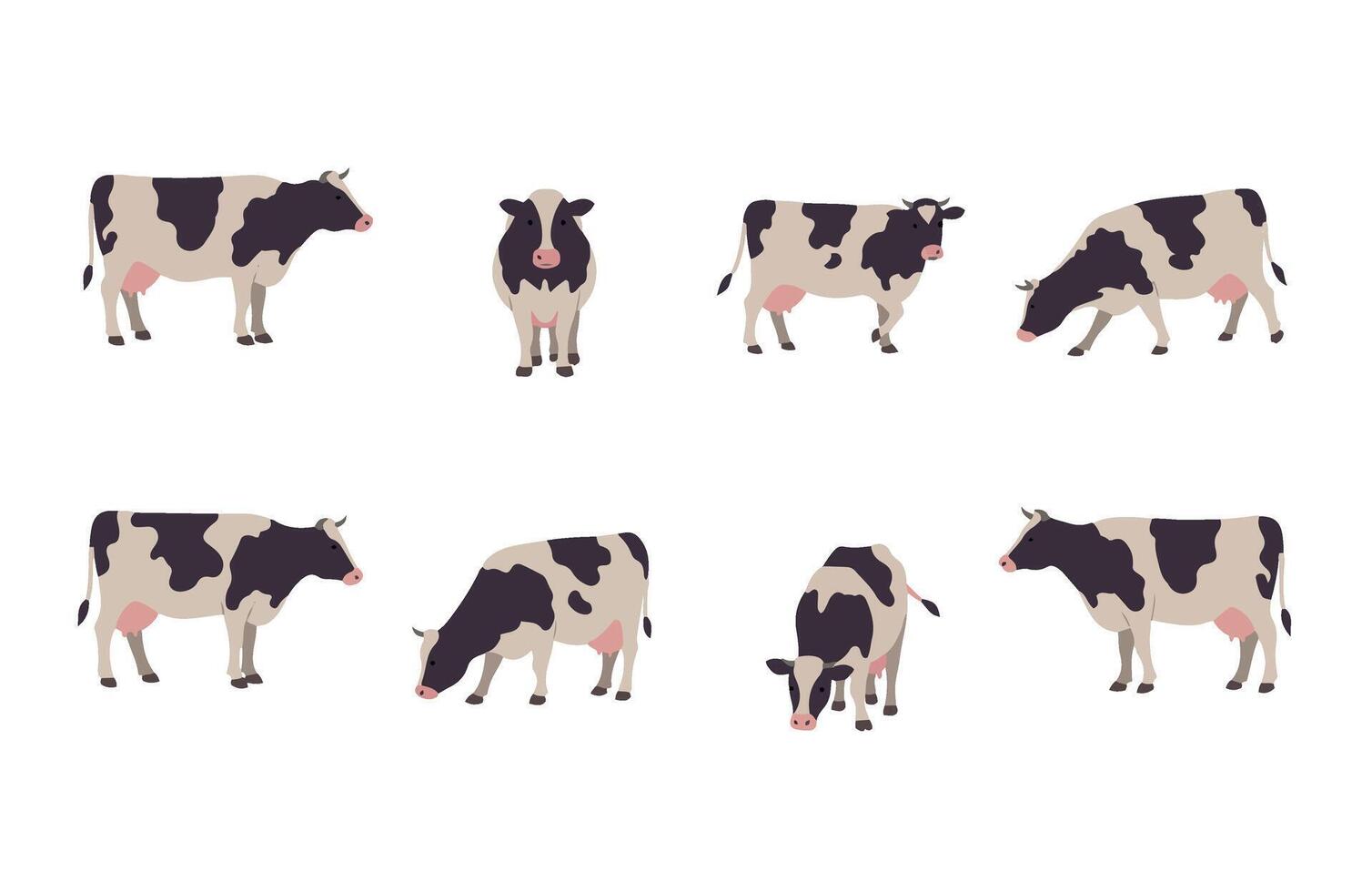 Farm milk cows isolated in a rural-inspired cow drawing vector
