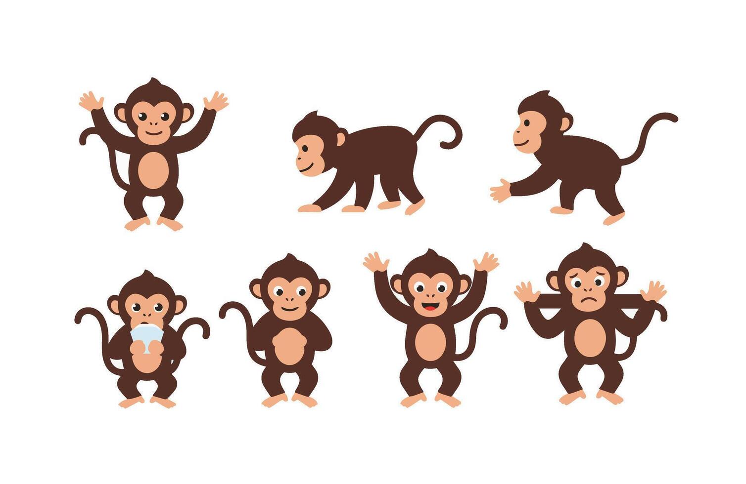 Happy Monkey Cartoon Baby Monkey Collection Pack vector