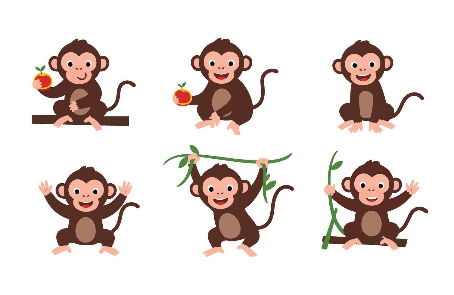 Cartoon Cute Monkey Happy Baby Monkey Funny Design vector
