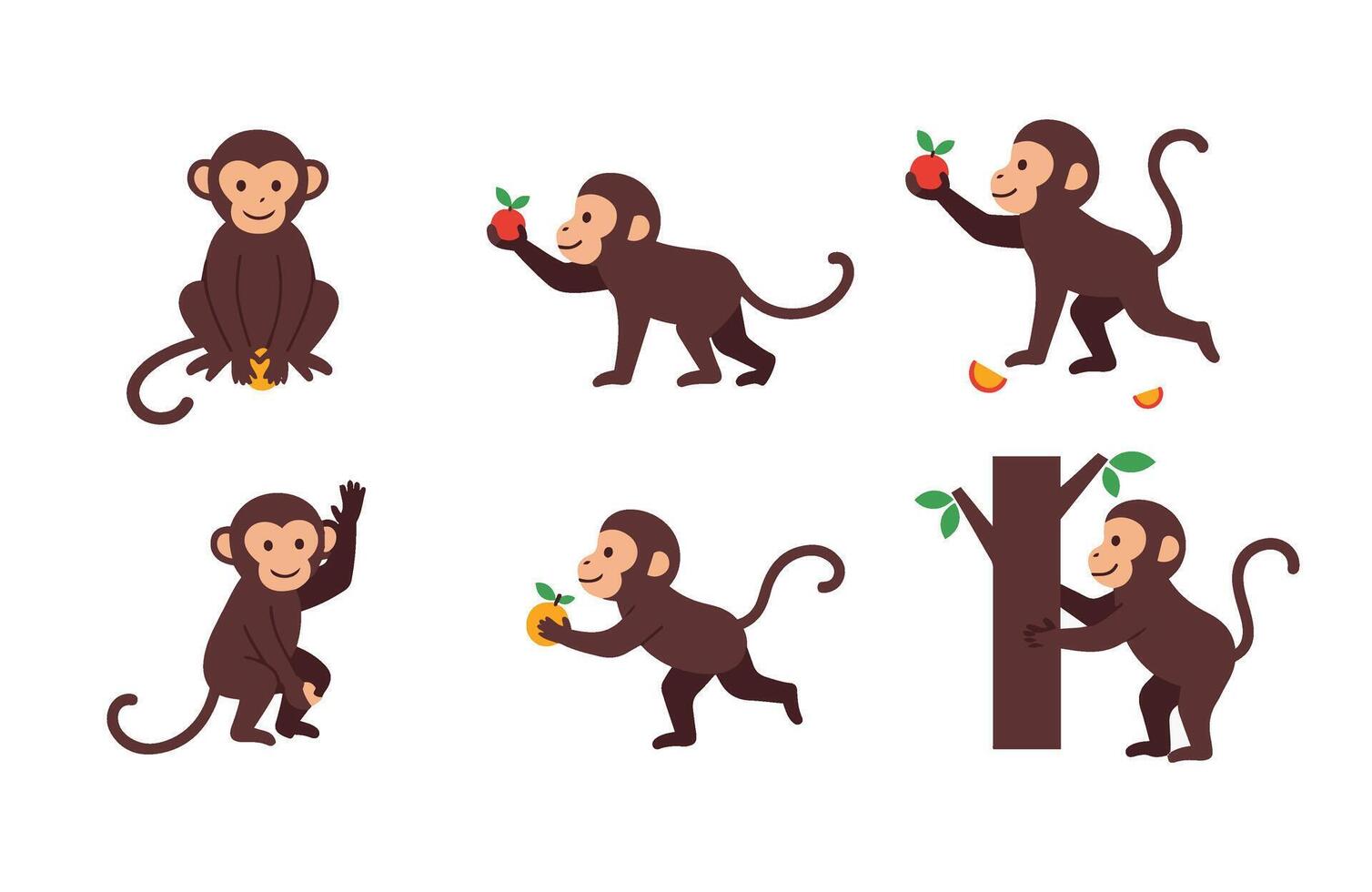 Cute Baby Monkey Cartoon Happy Monkey Smiling Art vector