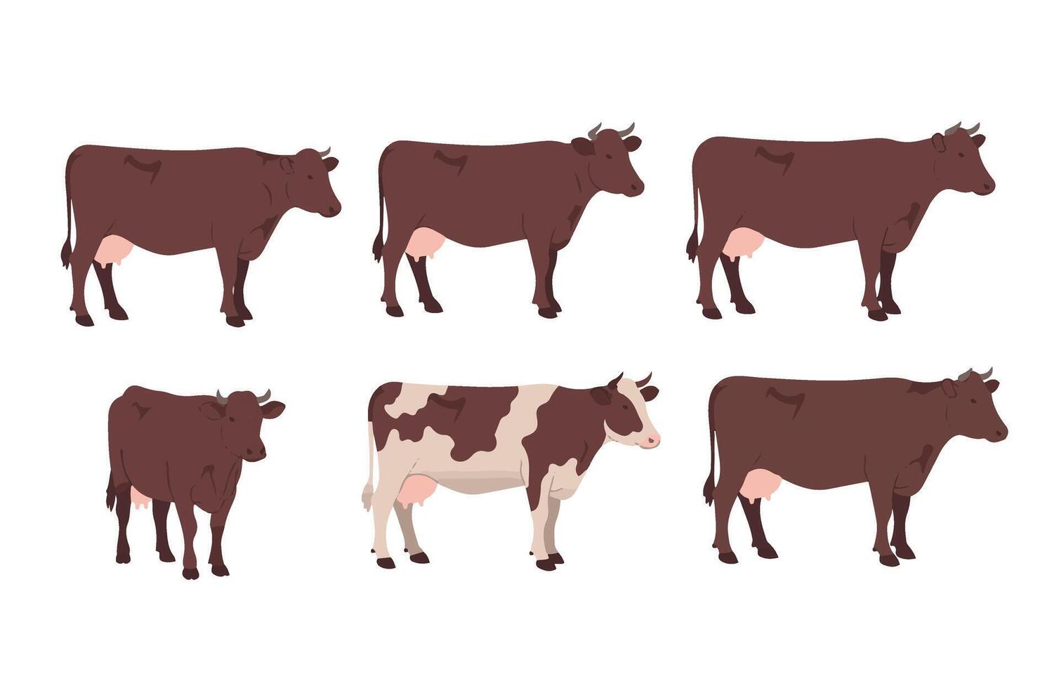 Cartoon farm cow pack designed with appealing cattle art vector