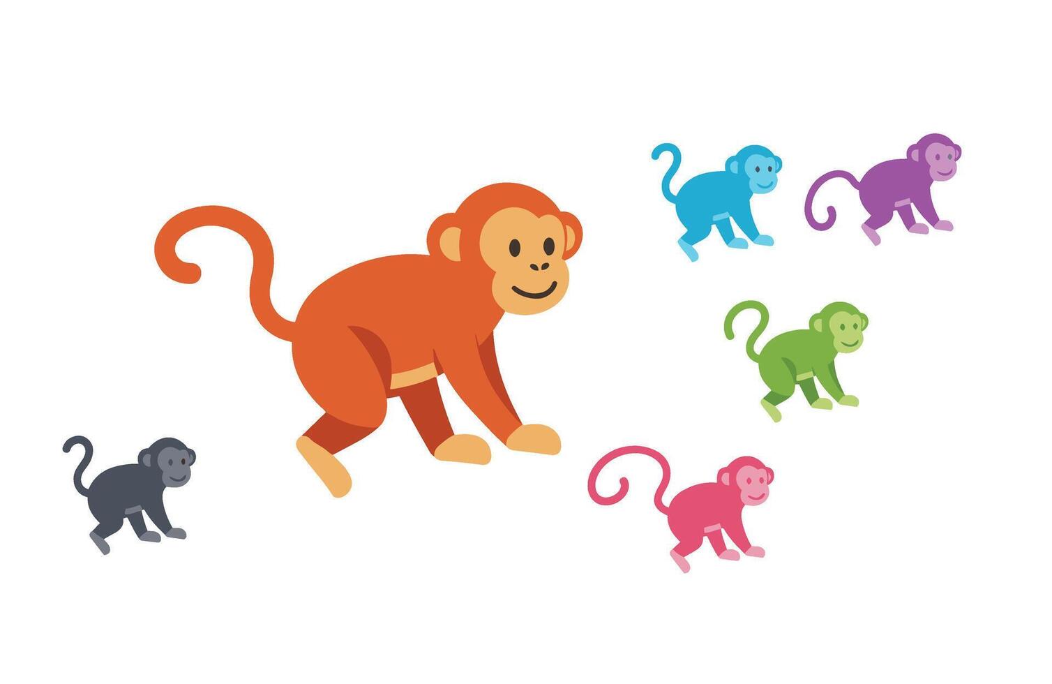 Baby Monkey Cute Cartoon Happy Monkey Collection Pack vector