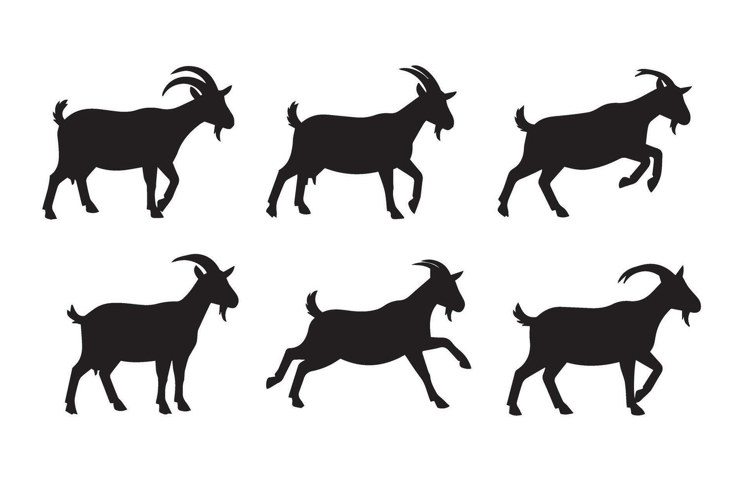Cartoon Goat With Curved Horns Standing in a Funny Farmyard Setting vector