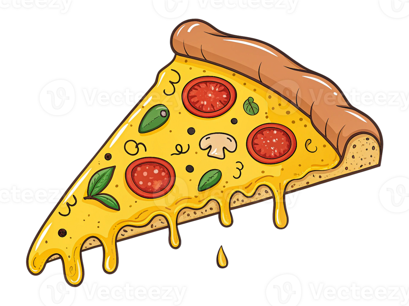 Delicious Pizza Slice Melted Cheese, Tomatoes, and Mushrooms png