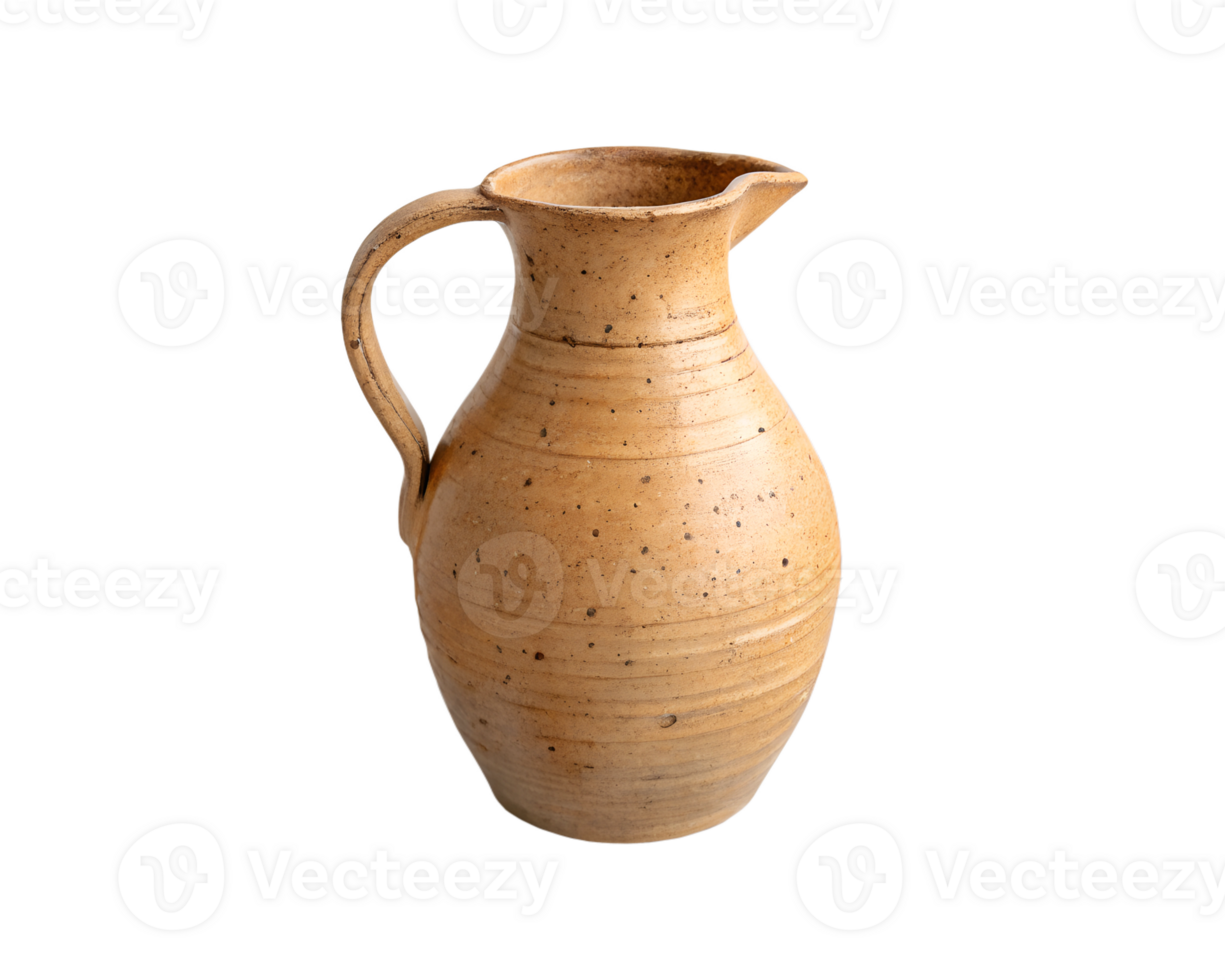 Handmade Clay Jug With Rustic Texture, Pottery Decoration On Transparent Background png