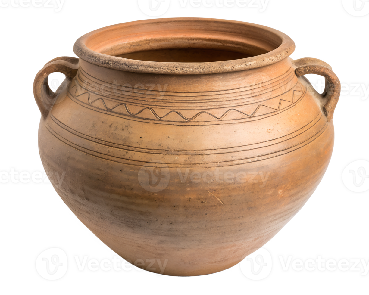 Clay cooking pot with handles, earthenware utensil, vintage style design png
